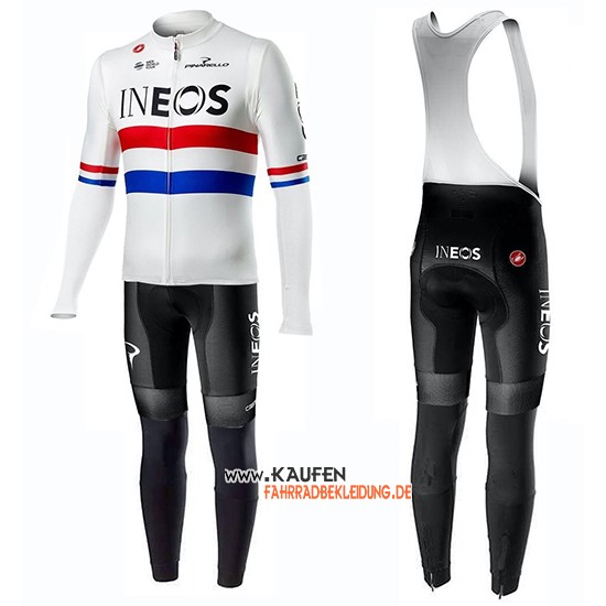 Ineos Campione UK Langarmtrikot 2019 und Lange Tragerhose Wei